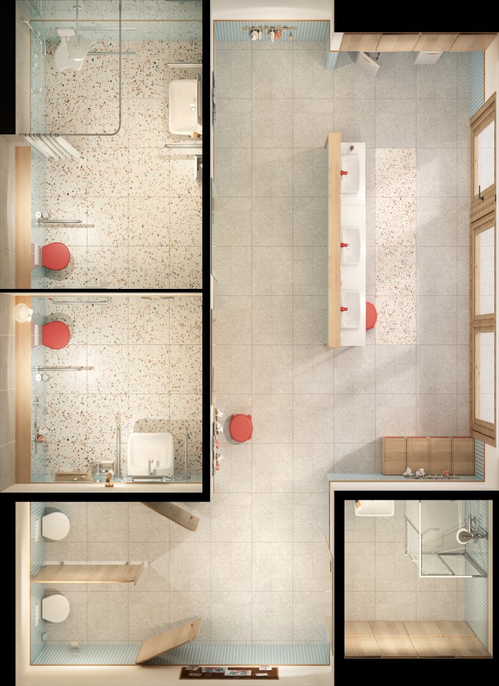 Plan wzorcowej łazienki dla dzieci w szkole i przedszkolu Plan wzorcowej łazienki dla dzieci w szkole i przedszkolu