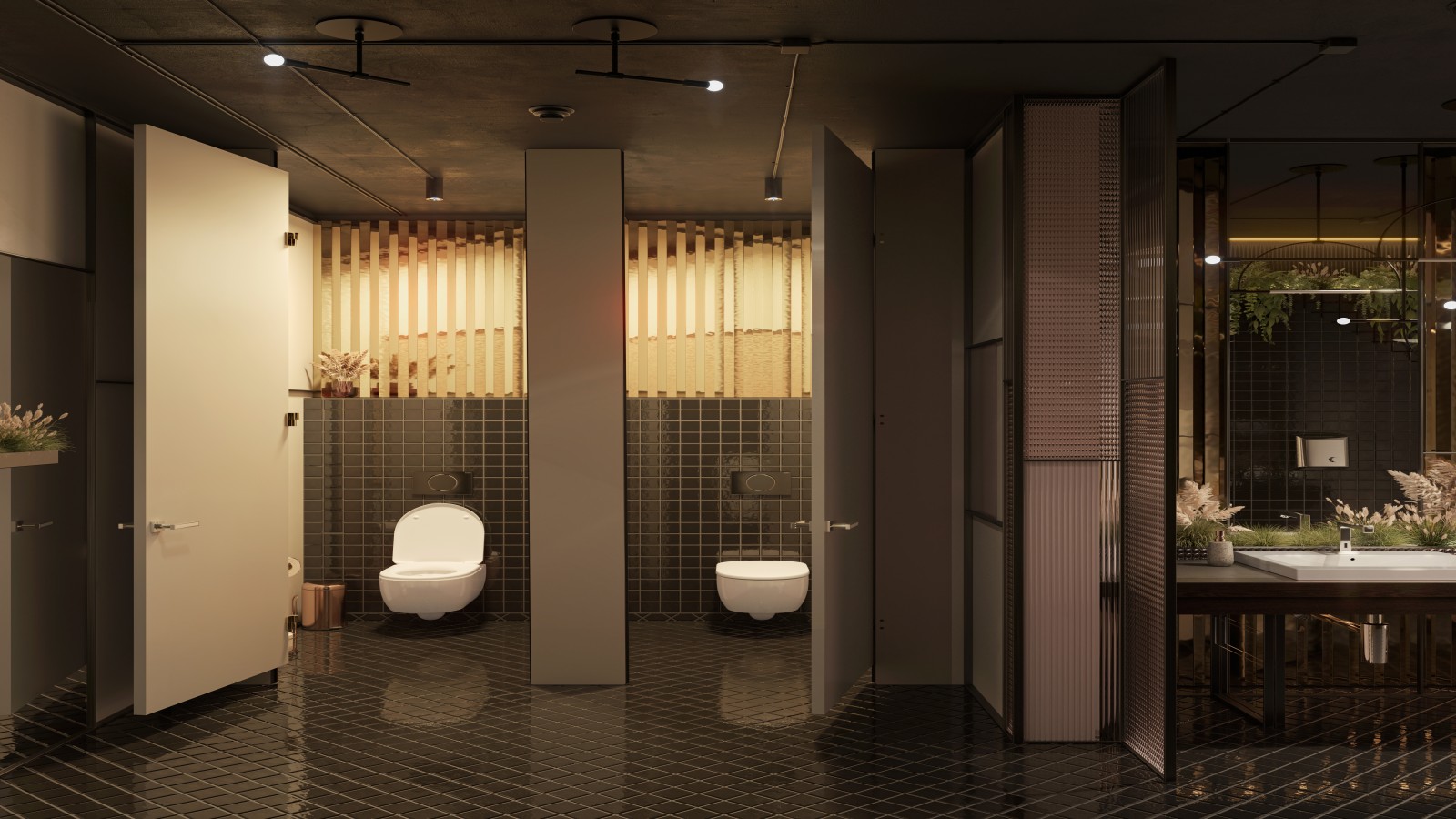 łazienka w restauracji z produktami Geberit łazienka w restauracji z produktami Geberit