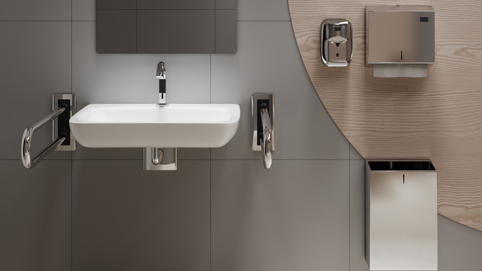 Strefa umywalki w łazience bez barier