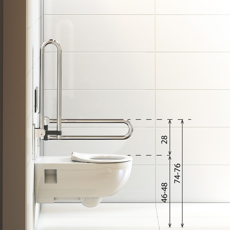 Wymiary i wysokości w strefie WC łazience bez barier Wymiary i wysokości w strefie WC łazience bez barier