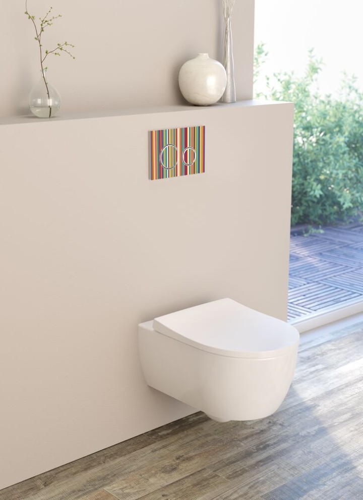 WC wiszące Geberit iCon z zabudowanym stelażem podtynkowym i przyciskiem spłukującym Sigma50 okrągły WC wiszące Geberit iCon z zabudowanym stelażem podtynkowym i przyciskiem spłukującym Sigma50 okrągły