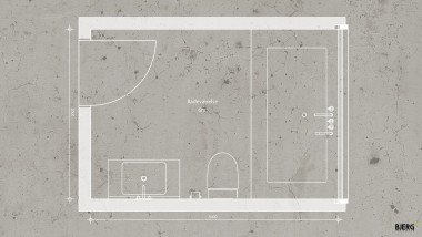 Oto plan łazienki o powierzchni 6 metrów kwadratowych autorstwa Bjerg Arkitektur (© Bjerg Arkitektur)