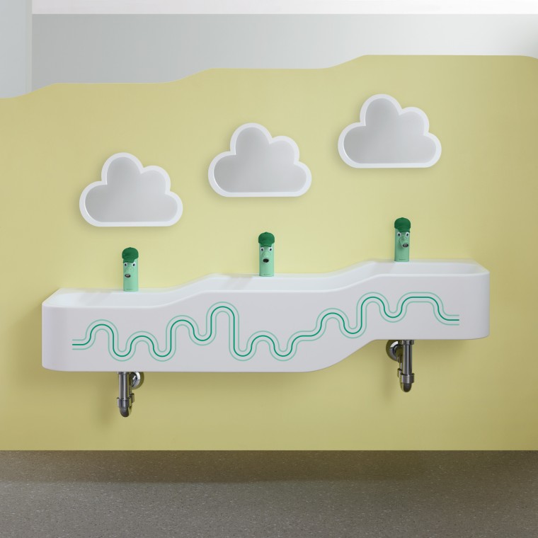 Umywalka dla dzieci Geberit Bambini z wzorami w kolorze zielonym i jasnozielonym Umywalka dla dzieci Geberit Bambini z wzorami w kolorze zielonym i jasnozielonym