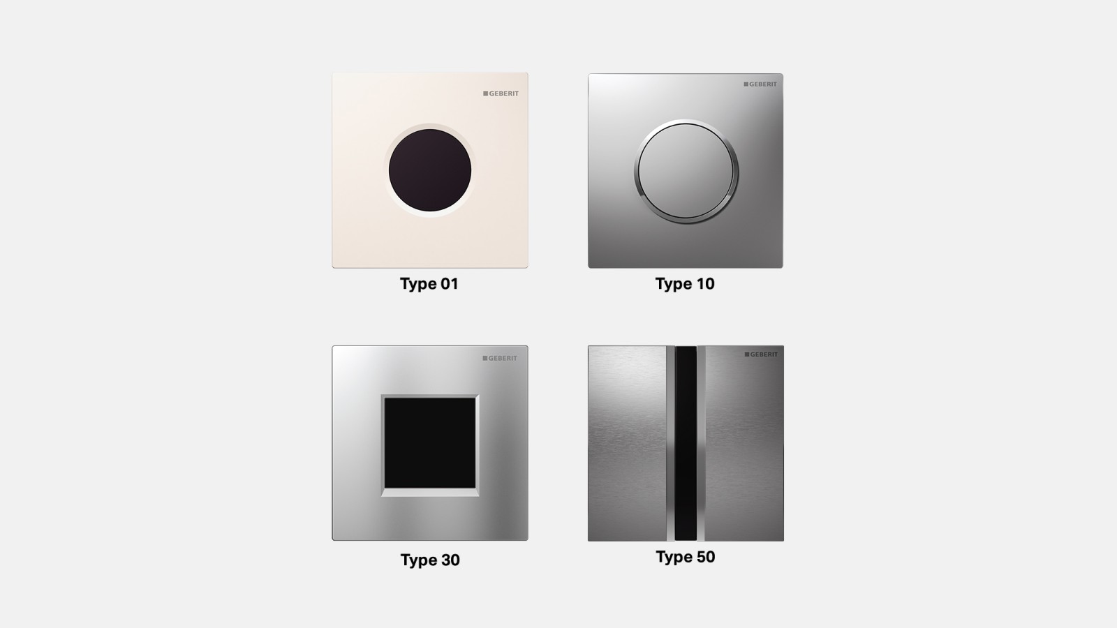 Przyciski uruchamiające Geberit do pisuarów, mechaniczne i na podczerwień