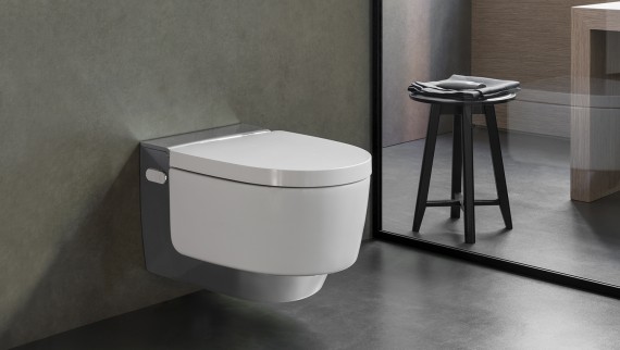 Geberit AquaClean Mera dzięki swojemu wzornictwu harmonijnie wtapia się w krajobraz łazienki Geberit AquaClean Mera dzięki swojemu wzornictwu harmonijnie wtapia się w krajobraz łazienki