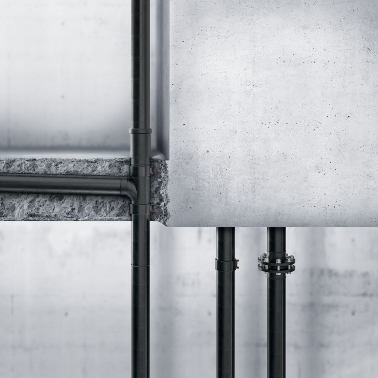 Geberit PE można również układać w betonie Geberit PE można również układać w betonie