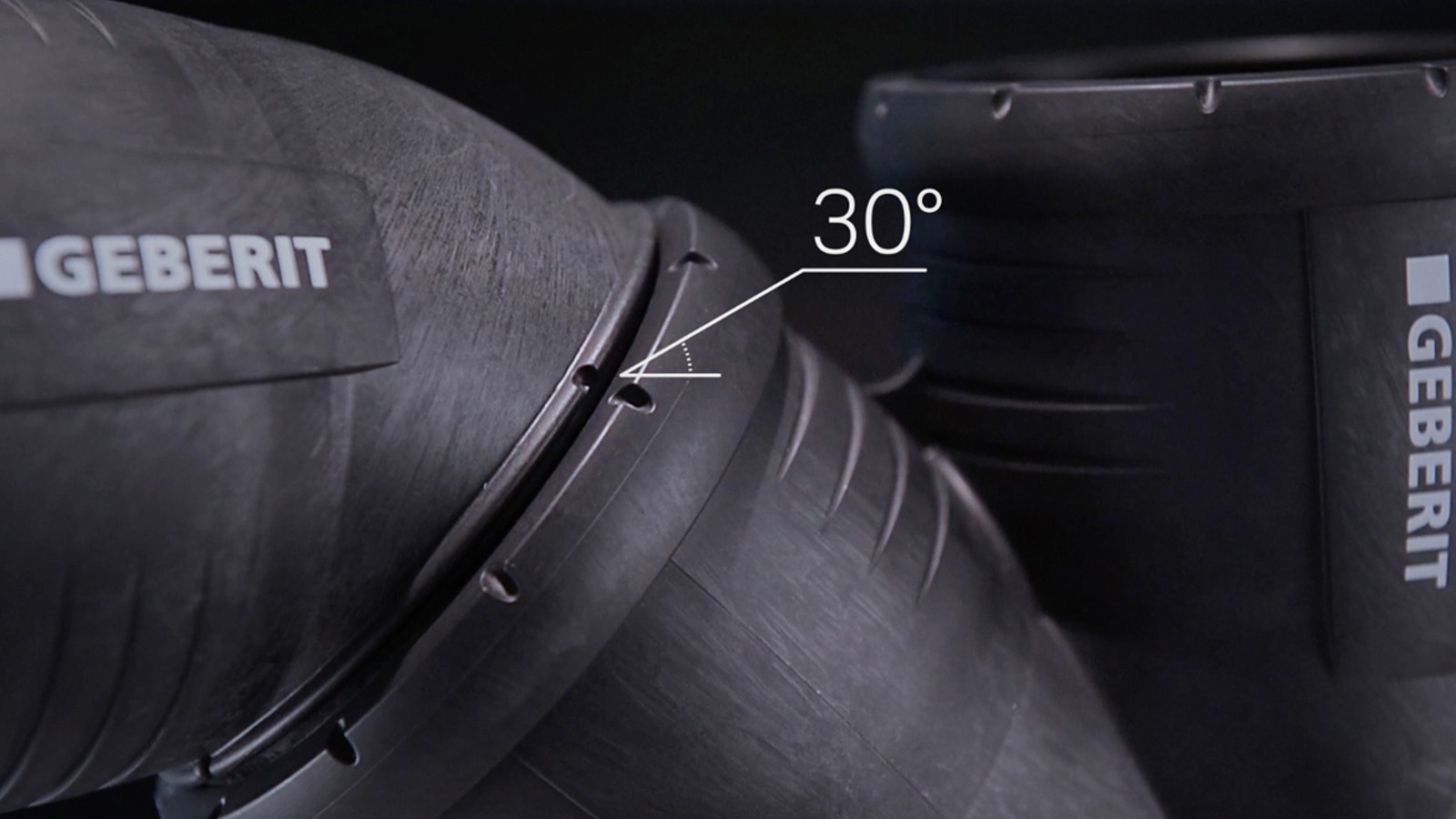 Oznaczenia 30° na kształtkach Geberit Silent-Pro Oznaczenia 30° na kształtkach Geberit Silent-Pro