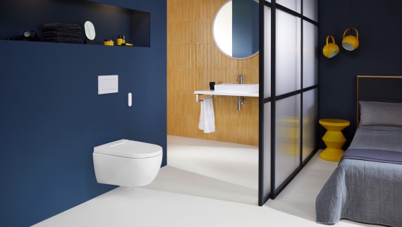 Geberit AquaClean Alba z pilotem zdalnego sterowania i przyciskiem Sigma30 Geberit AquaClean Alba z pilotem zdalnego sterowania i przyciskiem Sigma30