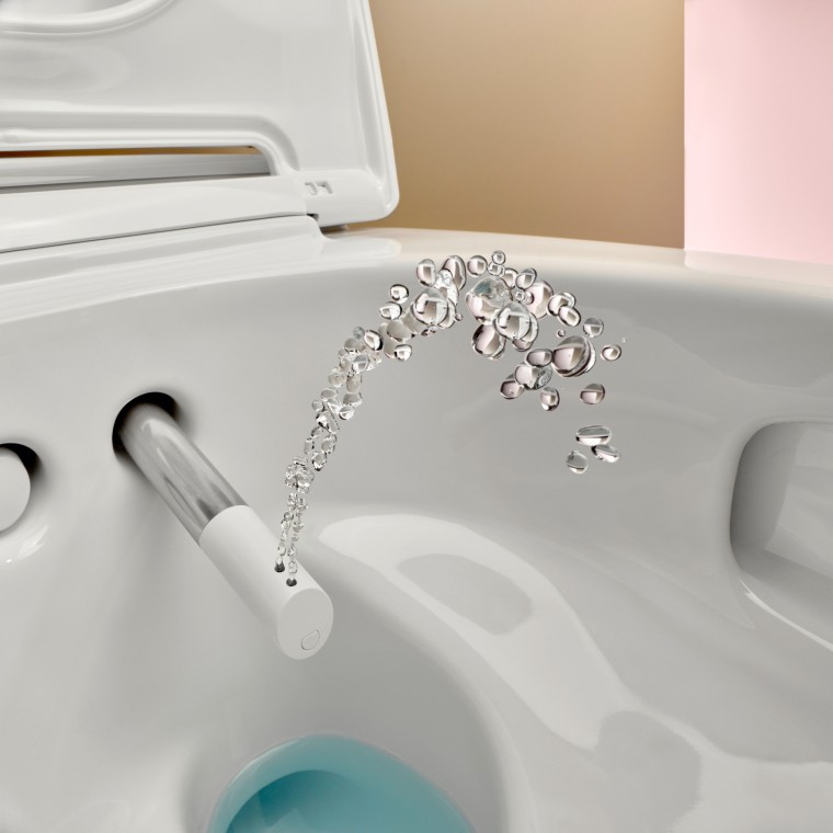 Funkcja natrysku toalety myjącej Geberit AquaClean Mera WhirlSpray Funkcja natrysku toalety myjącej Geberit AquaClean Mera WhirlSpray