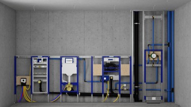 Montaż podtynkowy Geberit Duofix i spłuczki w ściance systemowej