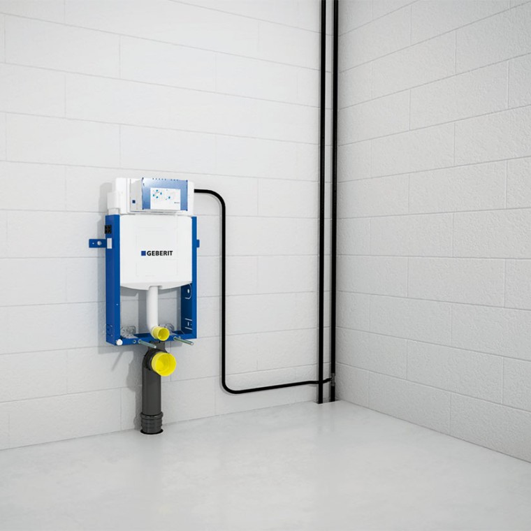 Połączenie stelaża Geberit Kombifix z dopływami i odpływami Połączenie stelaża Geberit Kombifix z dopływami i odpływami