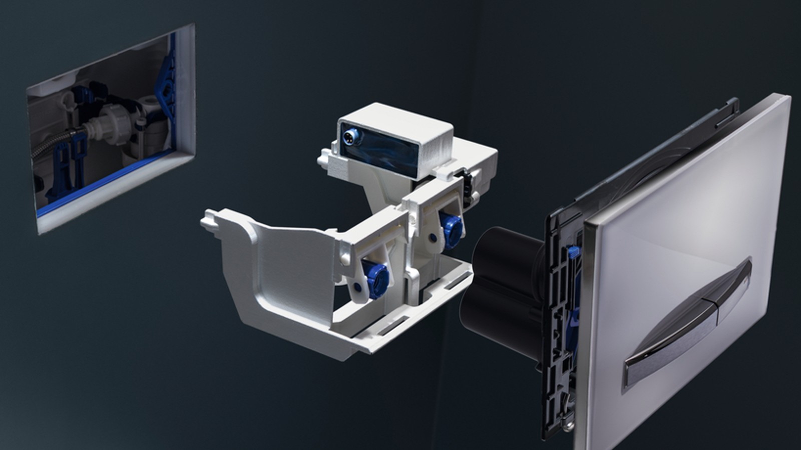 Spłuczka sanitarna Geberit interval może być łatwo zainstalowana w każdej spłuczce podtynkowej Geberit Sigma 12 cm Spłuczka sanitarna Geberit interval może być łatwo zainstalowana w każdej spłuczce podtynkowej Geberit Sigma 12 cm