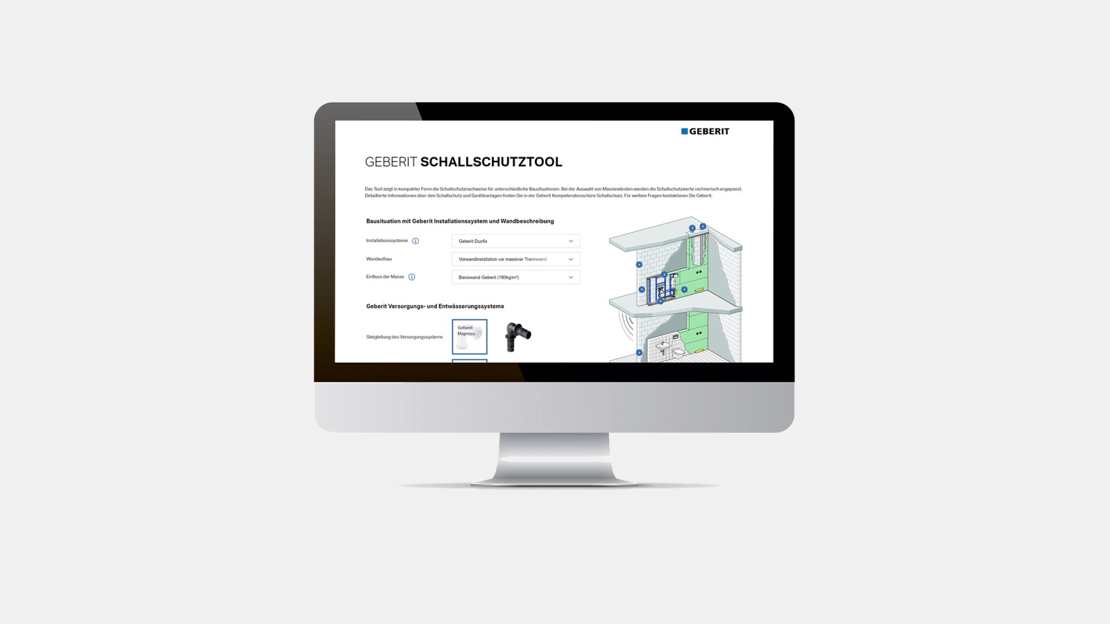 Narzędzie kompetencji w zakresie izolacji akustycznej firmy Geberit