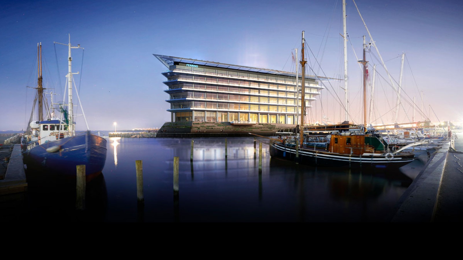 Z pięknym widokiem na cieśninę Öresund między Kopenhagą a Malmö: nowa siedziba firmy Ferring Pharmaceuticals (©Foster&Partners) Z pięknym widokiem na cieśninę Öresund między Kopenhagą a Malmö: nowa siedziba firmy Ferring Pharmaceuticals (©Foster&Partners)