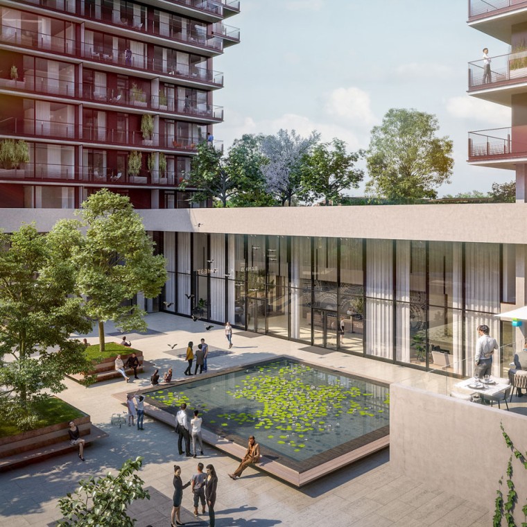 Na parterze trzy wieże są ze sobą połączone (© Soravia) Na parterze trzy wieże są ze sobą połączone (© Soravia)