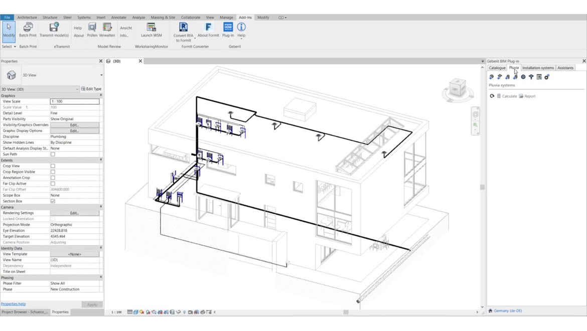 Moduł Pluvia w nowym Geberit BIM plug-in