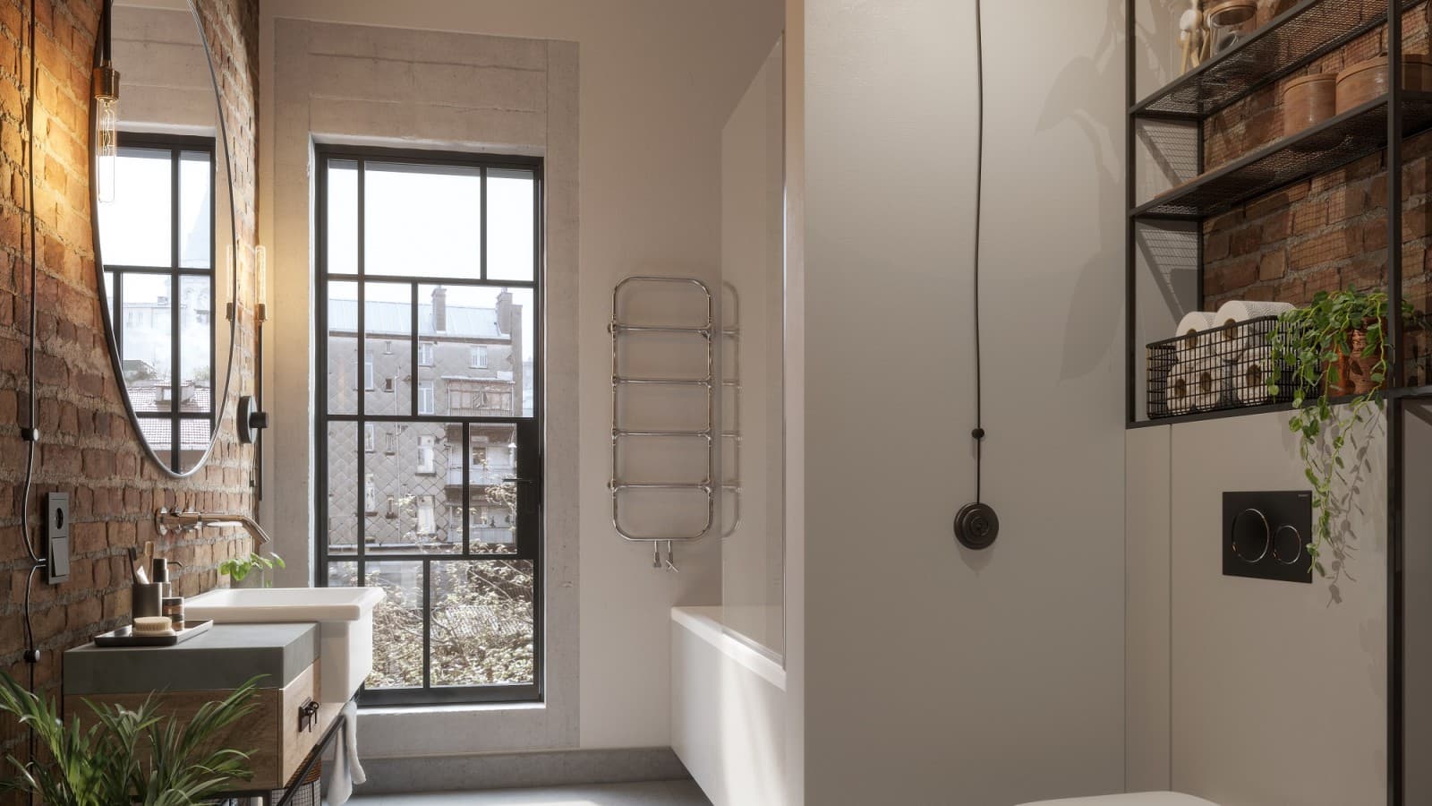 Łazienka w stylu nowojorskim z ceramiką Geberit Łazienka w stylu nowojorskim z ceramiką Geberit