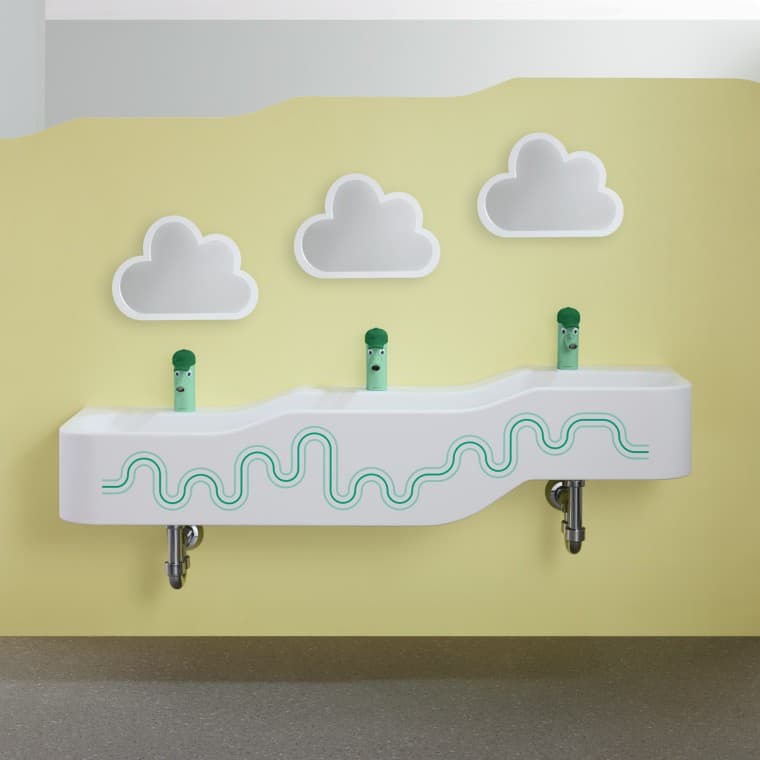 Umywalka dla dzieci Geberit Bambini z wzorami w kolorze zielonym i jasnozielonym Umywalka dla dzieci Geberit Bambini z wzorami w kolorze zielonym i jasnozielonym