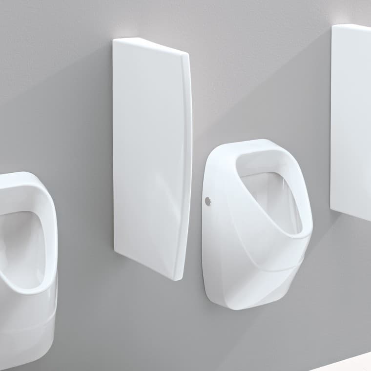 Ścianka działowa Geberit wykonana z ceramiki sanitarnej z ukrytymi mocowaniami Ścianka działowa Geberit wykonana z ceramiki sanitarnej z ukrytymi mocowaniami