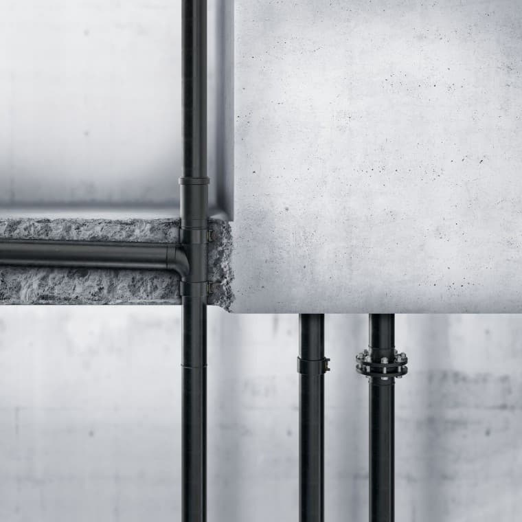 Geberit PE można również układać w betonie Geberit PE można również układać w betonie