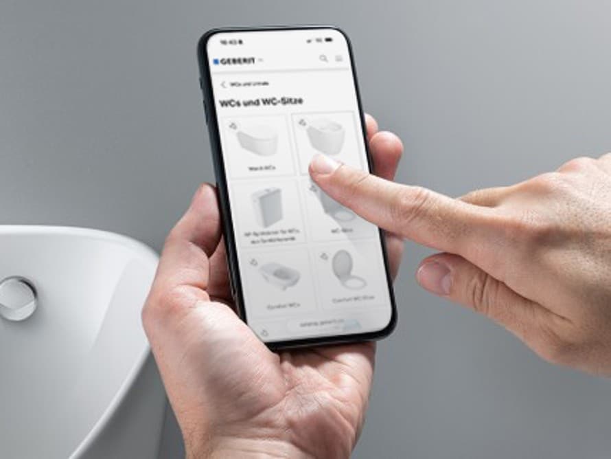 Zrzut ekranu z katalogu produktów Geberit Zrzut ekranu z katalogu produktów Geberit